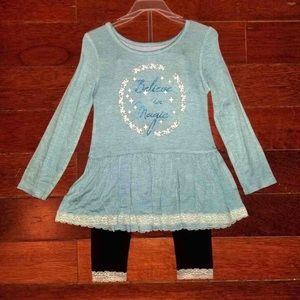 Adorable two piece peplum top and leggings.